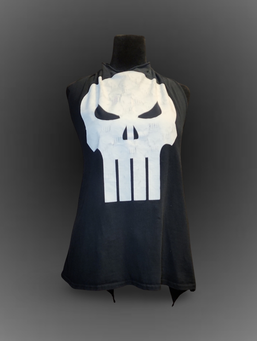 ❥DIY no sew Black Punisher Skull Graphic Halter Backless Tank Top Sleeveless❥ - Picture 2 of 6